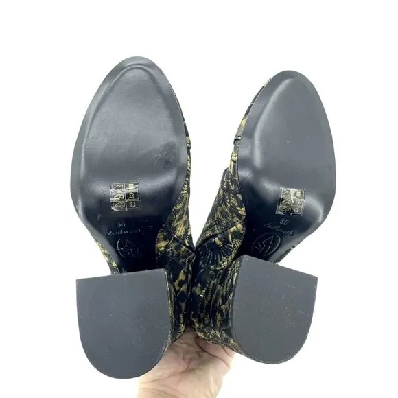 Ash Boots Flora Metallic Jacquard Ankle Boots Shoes Block Heel SZ 38 New