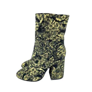 Ash Boots Flora Metallic Jacquard Ankle Boots Shoes Block Heel SZ 38 New