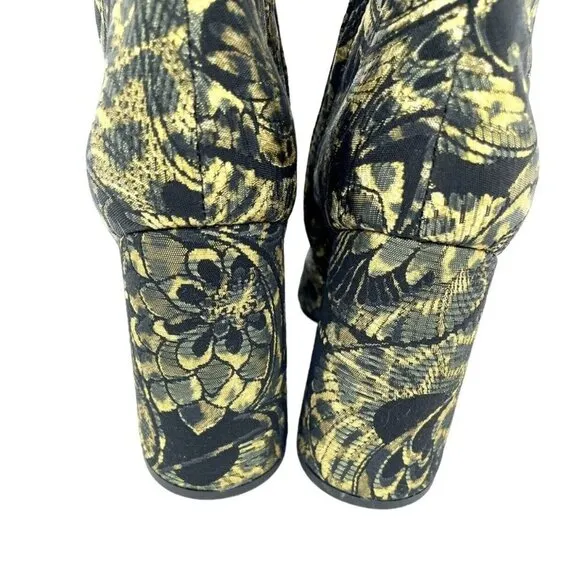 Ash Boots Flora Metallic Jacquard Ankle Boots Shoes Block Heel SZ 38 New