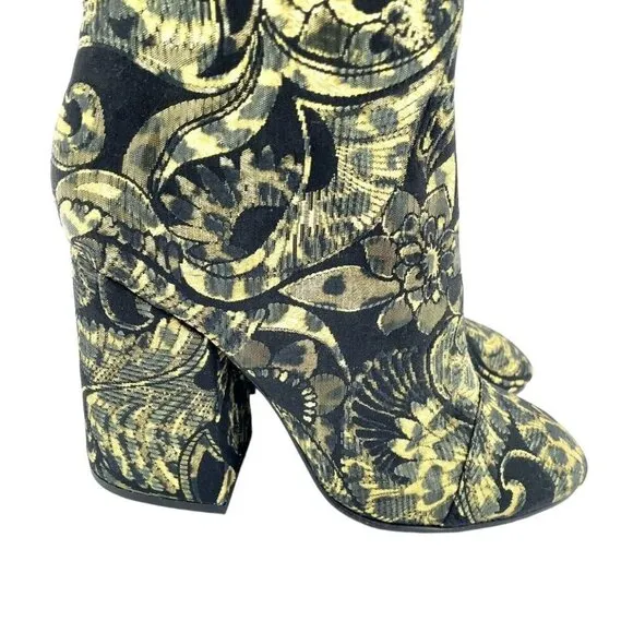 Ash Boots Flora Metallic Jacquard Ankle Boots Shoes Block Heel SZ 38 New