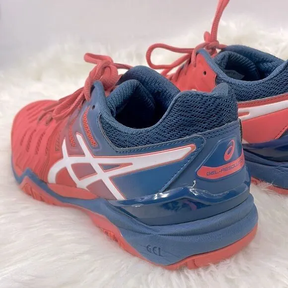 Asics gel resolution 7 | size  9.0 sneakers papaya / white / blue