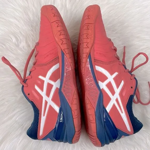 Asics gel resolution 7 | size  9.0 sneakers papaya / white / blue