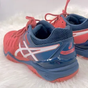 Asics gel resolution 7 | size  9.0 sneakers papaya / white / blue
