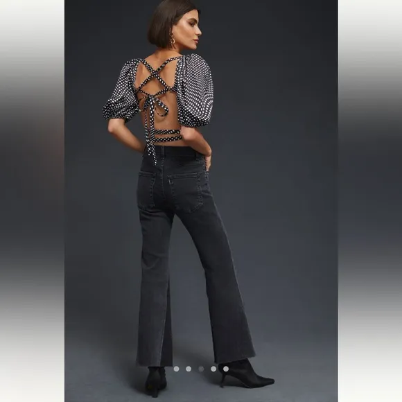 ASKK NY The Geek High Rise Crop Flare Jeans 32 Made in US