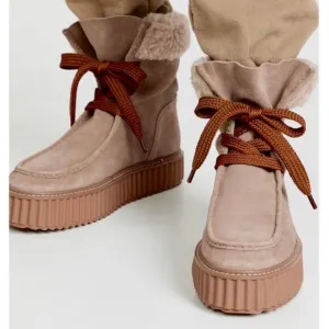 ASTER Dorit Suede Taupe Faux Alpaca Cream Boots