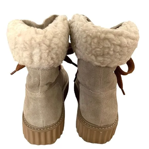 ASTER Dorit Suede Taupe Faux Alpaca Cream Boots