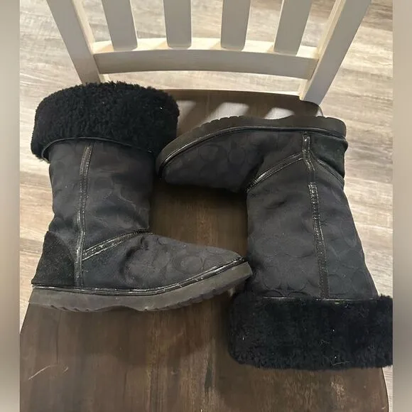 Authentic Coach Nikole A7266 Fur Boots Black size 7 B