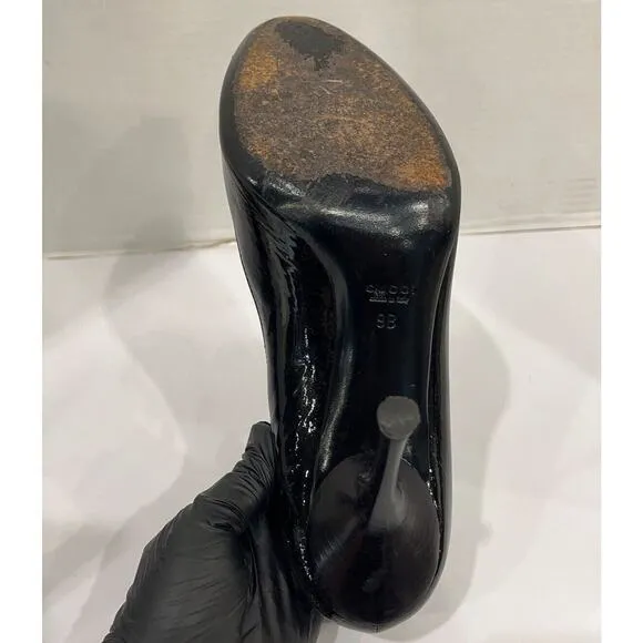 Authentic Gucci Black Patent Leather Mary Janes Pump Heel Size 9