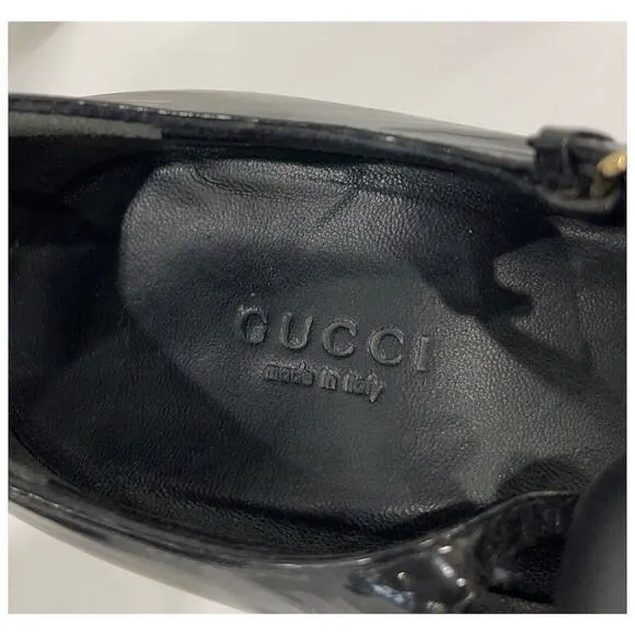 Authentic Gucci Black Patent Leather Mary Janes Pump Heel Size 9