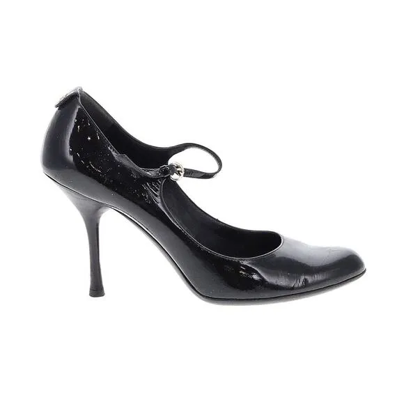 Authentic Gucci Black Patent Leather Mary Janes Pump Heel Size 9