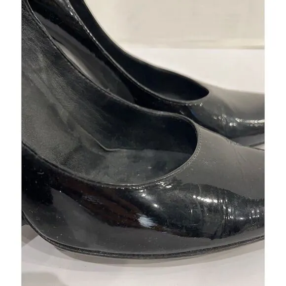 Authentic Gucci Black Patent Leather Mary Janes Pump Heel Size 9