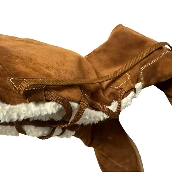 Authentic MICHAEL KORS lace up winter shearling boots knee length wedge heel sz9