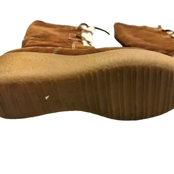 Authentic MICHAEL KORS lace up winter shearling boots knee length wedge heel sz9