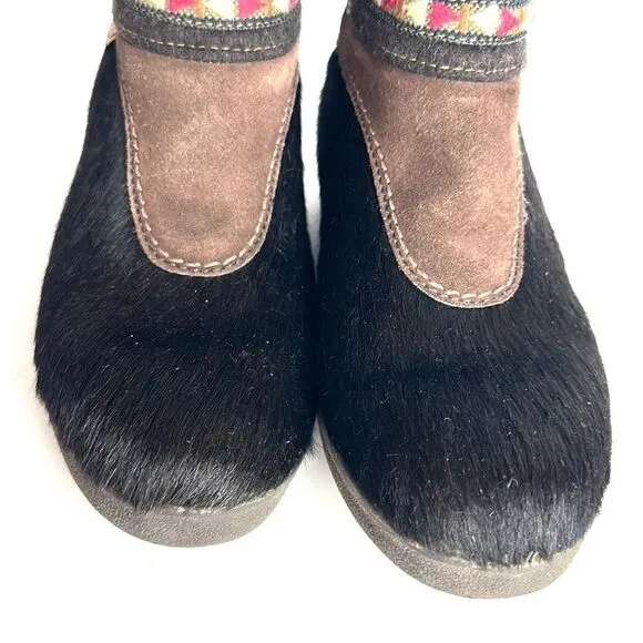 Authentic Tecnica Fur and Boiled Wool Embroidered Boots EUR 37, US 6,5
