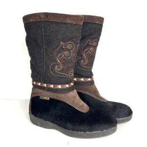 Authentic Tecnica Fur and Boiled Wool Embroidered Boots EUR 37, US 6,5