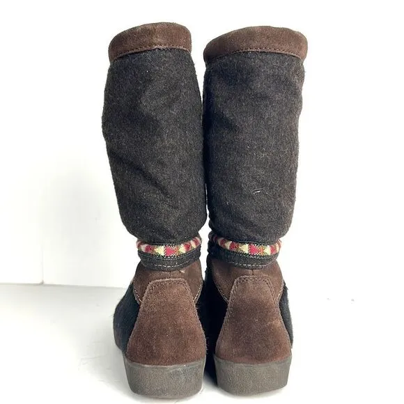 Authentic Tecnica Fur and Boiled Wool Embroidered Boots EUR 37, US 6,5
