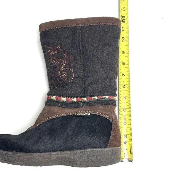 Authentic Tecnica Fur and Boiled Wool Embroidered Boots EUR 37, US 6,5