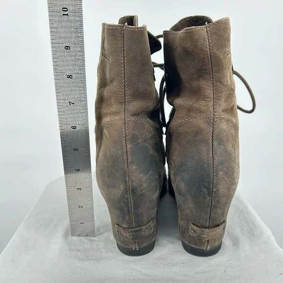 B5 Sorel NL1987 Women Joan of Arctic Wedge Heel Waterproof Lace Up Boots Leather
