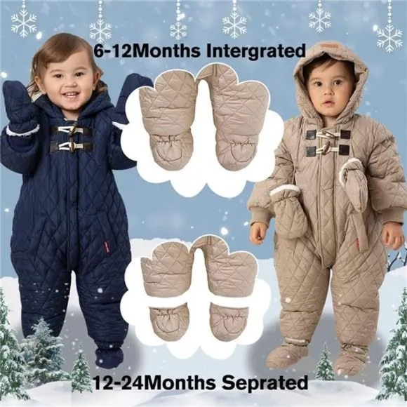 Baby Winter Snowsuit Toddler Winter Suit Outwear Hooded Snow Outfit
