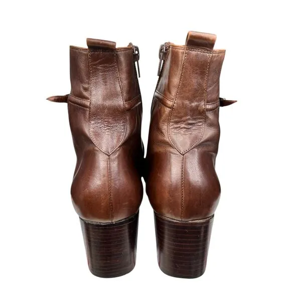 Bally Women’s Ferina Brown Leather Side Zip Ankle Boot Size 41 US 10.5