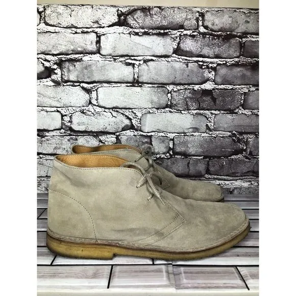 Barneys New York Beige Suede Leather Chukka Casual Lace Boots Men Sz 12M US/45EU