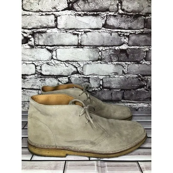 Barneys New York Beige Suede Leather Chukka Casual Lace Boots Men Sz 12M US/45EU