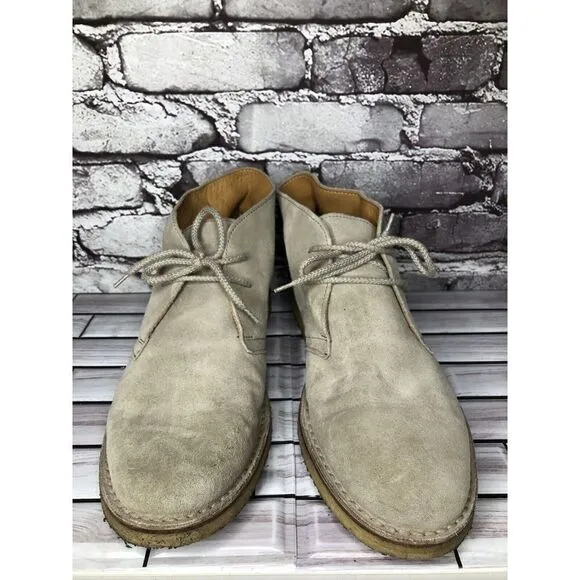 Barneys New York Beige Suede Leather Chukka Casual Lace Boots Men Sz 12M US/45EU