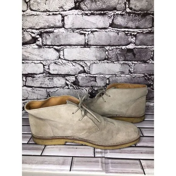 Barneys New York Beige Suede Leather Chukka Casual Lace Boots Men Sz 12M US/45EU