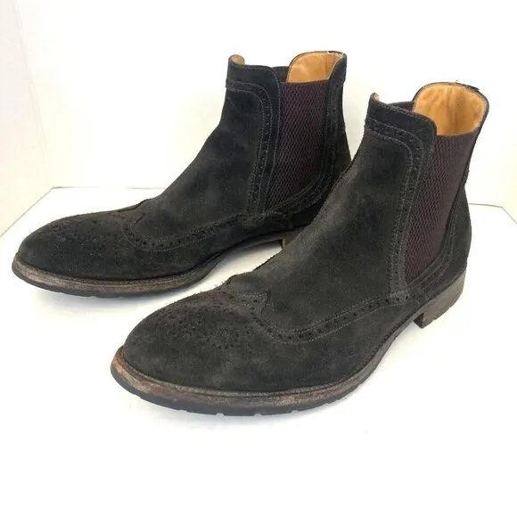 Barrett Brown Suede Chelsea Boots Italy Mens 9.5 Lavorazion Artigiana Western