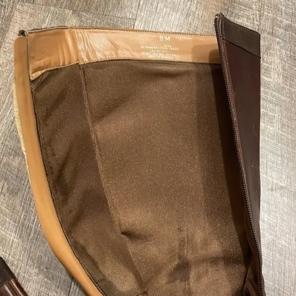 Bass brown distressed leather heeled knee boots size 8