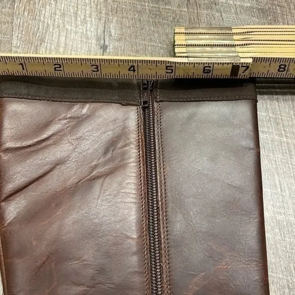 Bass brown distressed leather heeled knee boots size 8