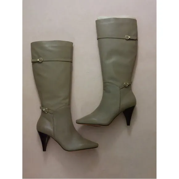 BCBGMAXAZARIA Khaki Beige Leather Boots Size 6.5 $434