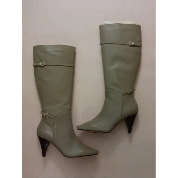 BCBGMAXAZARIA Khaki Beige Leather Boots Size 6.5 $434