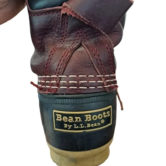 Bean boots LL bean leather rubber mens sz 7 brown black