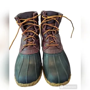 Bean boots LL bean leather rubber mens sz 7 brown black