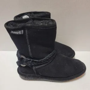 Bearpaw Black Youth Boots Size 1 M Children Girls Suede Fleece lined