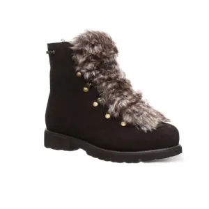 BearPaw Chocolate Alisa Fuzzy Leather Winter Boots Women’s Size 6 NEW