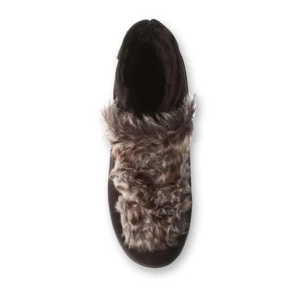 BearPaw Chocolate Alisa Fuzzy Leather Winter Boots Women’s Size 6 NEW