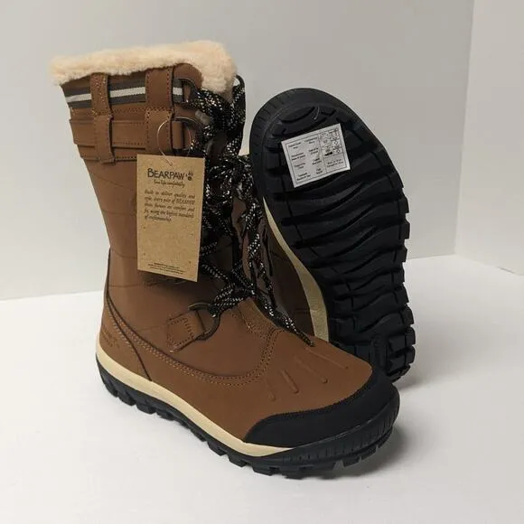 Bearpaw Desdemona Waterproof Winter Boots, Brown Leather, Women's 9 M