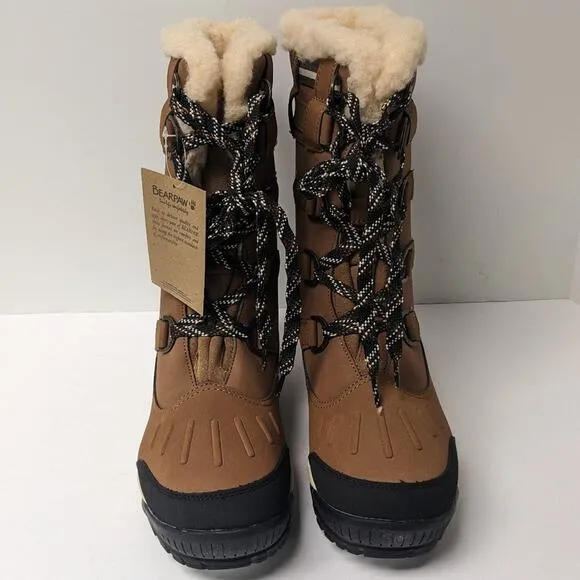 Bearpaw Desdemona Waterproof Winter Boots, Brown Leather, Women's 9 M