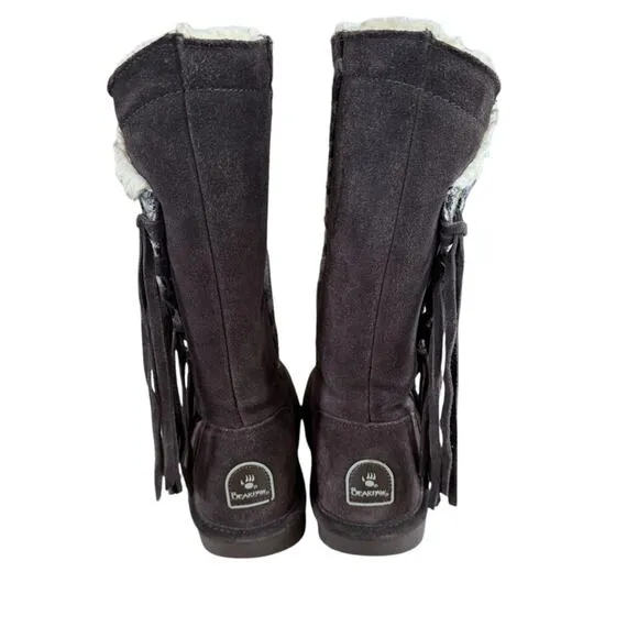 BEARPAW Kathy Winter Suede Snow Boots Hickory Aztec back Insulated Size 6