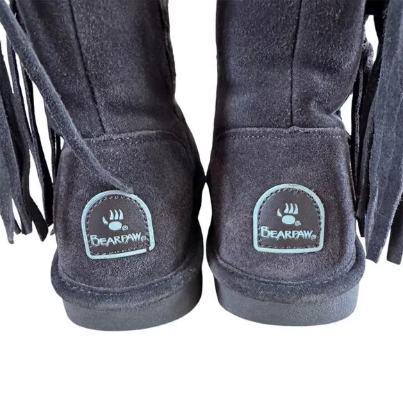 BEARPAW Kathy Winter Suede Snow Boots Hickory Aztec back Insulated Size 6