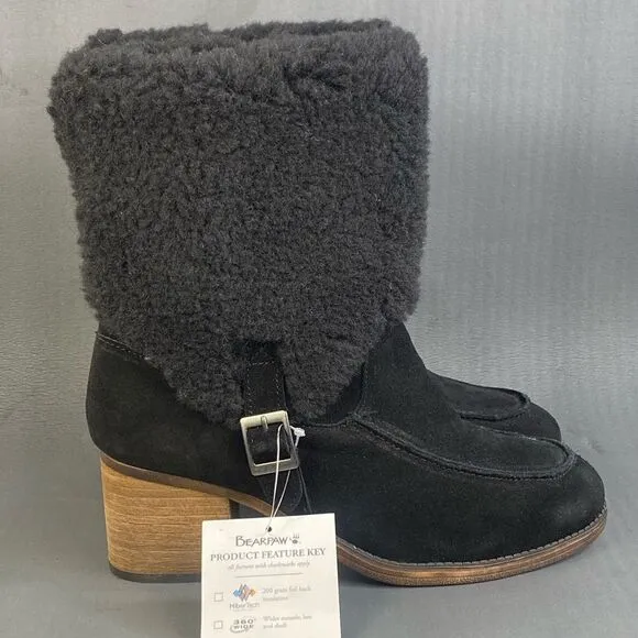 Bearpaw Kiera Suede Strap fur Boots womens size 10 new without box
