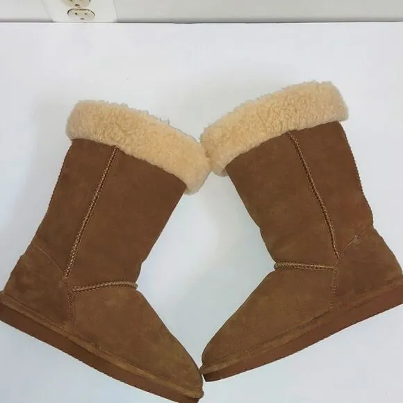 BEARPAW 'Marissa' Womens Brown Fur Lined Boots Sz 7