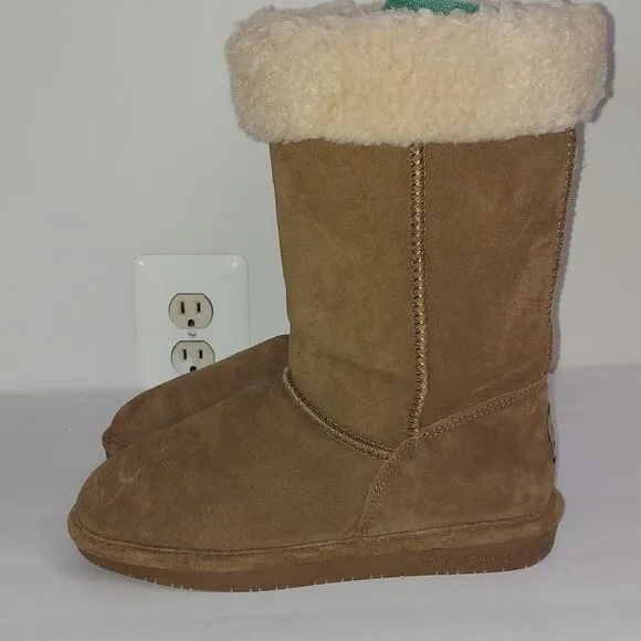 BEARPAW 'Marissa' Womens Brown Fur Lined Boots Sz 7