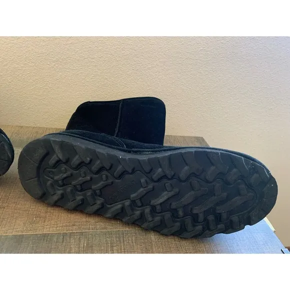 Bearpaw‎ Men's Black Suede Winter Boots Size 14 Warm Shearling Lined Slip On