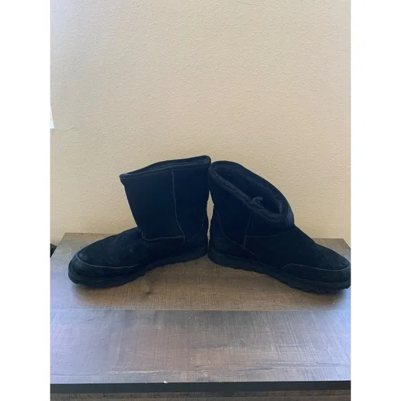 Bearpaw‎ Men's Black Suede Winter Boots Size 14 Warm Shearling Lined Slip On