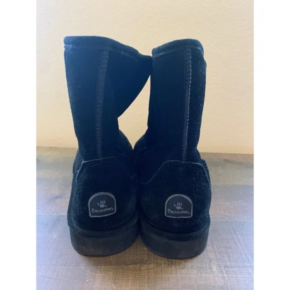 Bearpaw‎ Men's Black Suede Winter Boots Size 14 Warm Shearling Lined Slip On