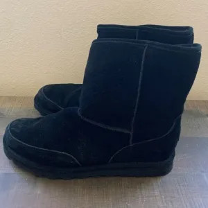 Bearpaw‎ Men's Black Suede Winter Boots Size 14 Warm Shearling Lined Slip On