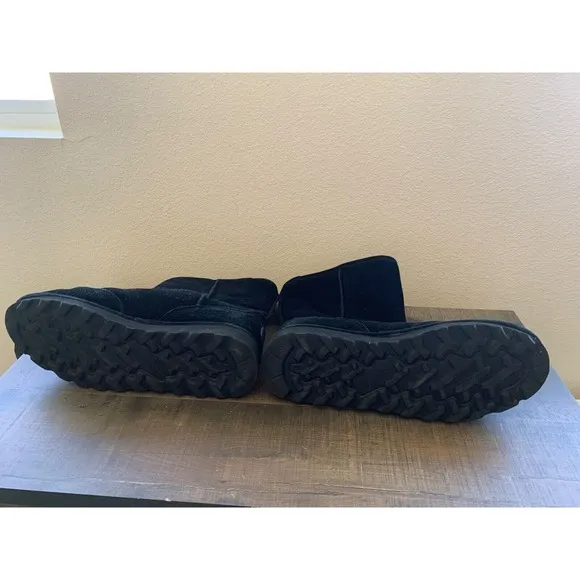 Bearpaw‎ Men's Black Suede Winter Boots Size 14 Warm Shearling Lined Slip On